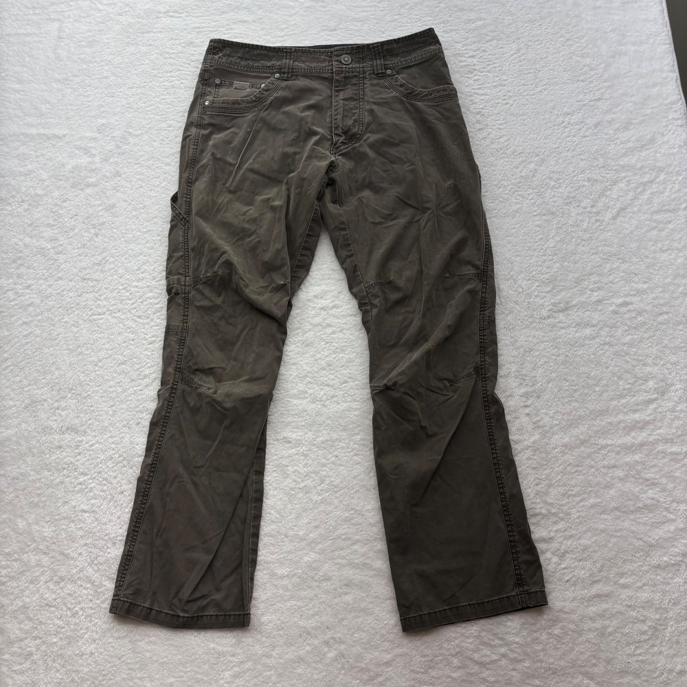 Kuhl Rydr Mens 30x30 Pants Dark Khaki Olive Cotton Blend Articulated Knee 5232